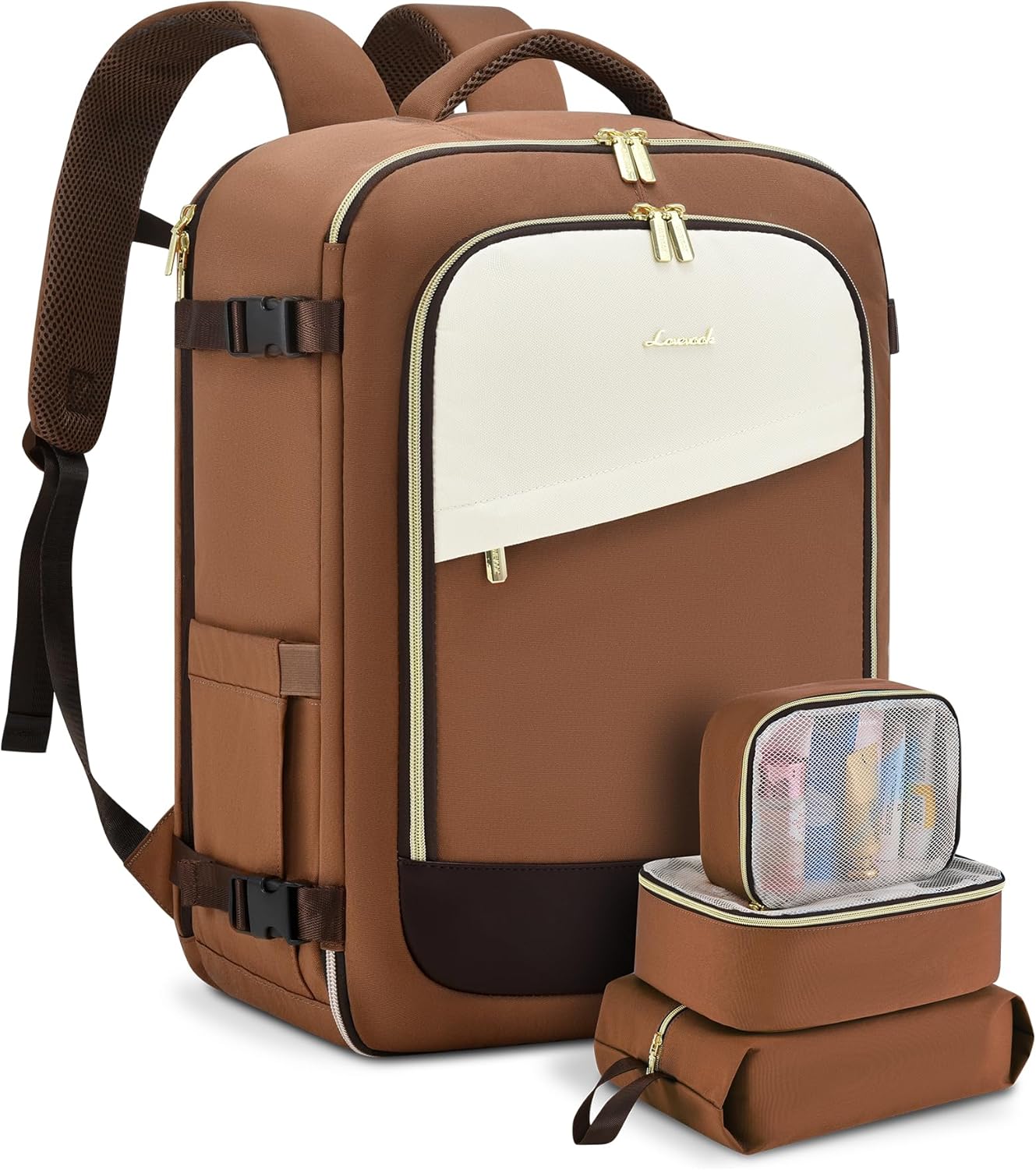 LOVEVOOK Travel Backpack for Women, 40L Carry On Backpack Flight Approved, Large Personal Item Bag Fits 17 inch Laptop, TSA Approved Luggage with 3 Packing Cubes,Waterproof Weekender Gym Daypack