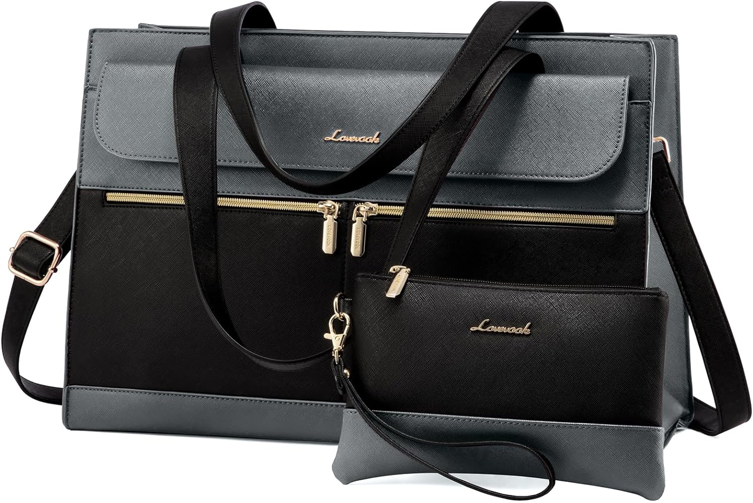 LOVEVOOK Laptop Bag for Women 15.6 Inch Tote Work Professional Leather Computer Briefcase Waterproof Handbag Shoulder Large Capacity Business Teacher Office Crossbody Purse